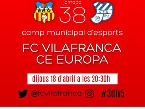 Proper dijous 18 d'Abril a les 20:30 hores, partit de lliga al municipal.