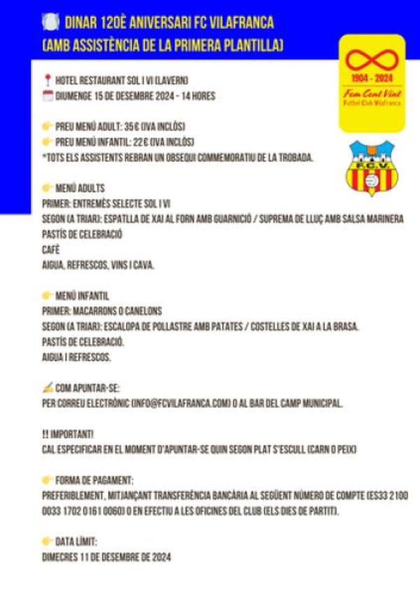 DINAR 120È ANIVERSARI DEL FC VILAFRANCA