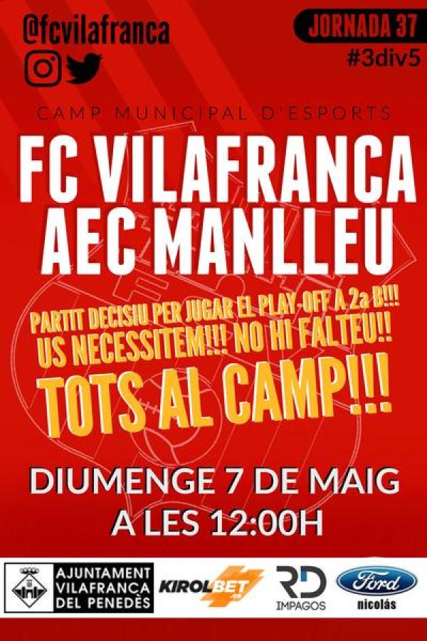 Partit decisiu per jugar el play-off a 2a B!!! TOTS AL CAMP!!!