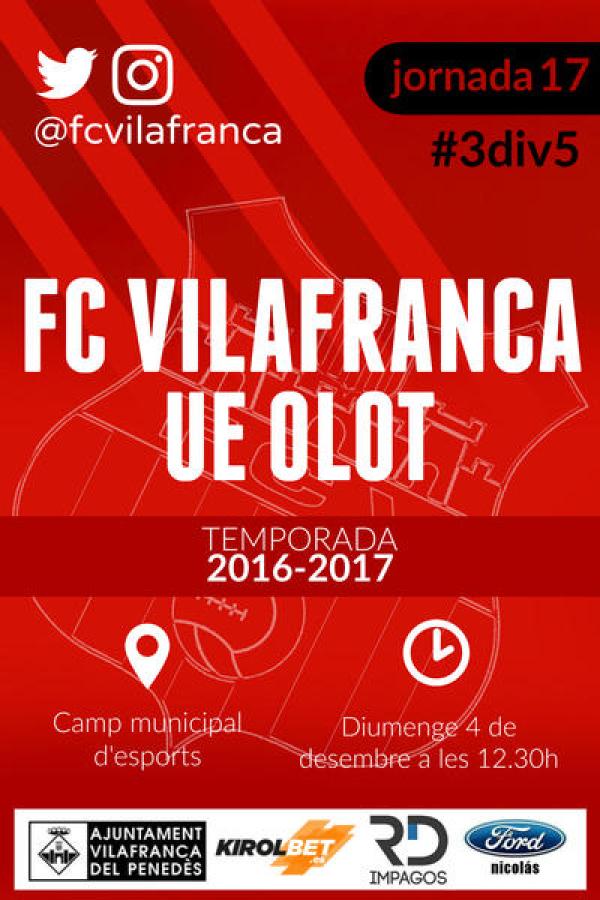 Diumenge ens visita el líder. El FC Vilafranca necessita el teu recolzament.