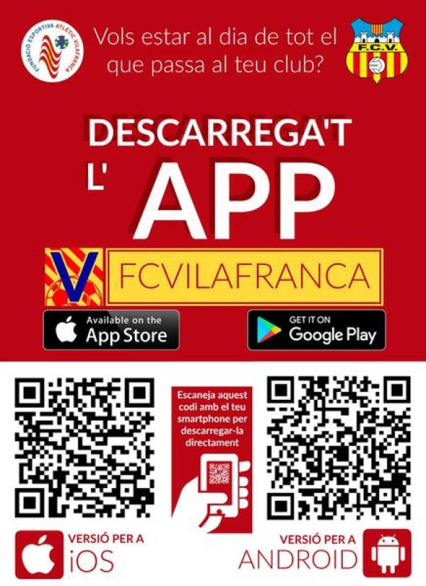 A partir d'avui ja et pots descarregar l'APP del FC Vilafranca i la Fundació.